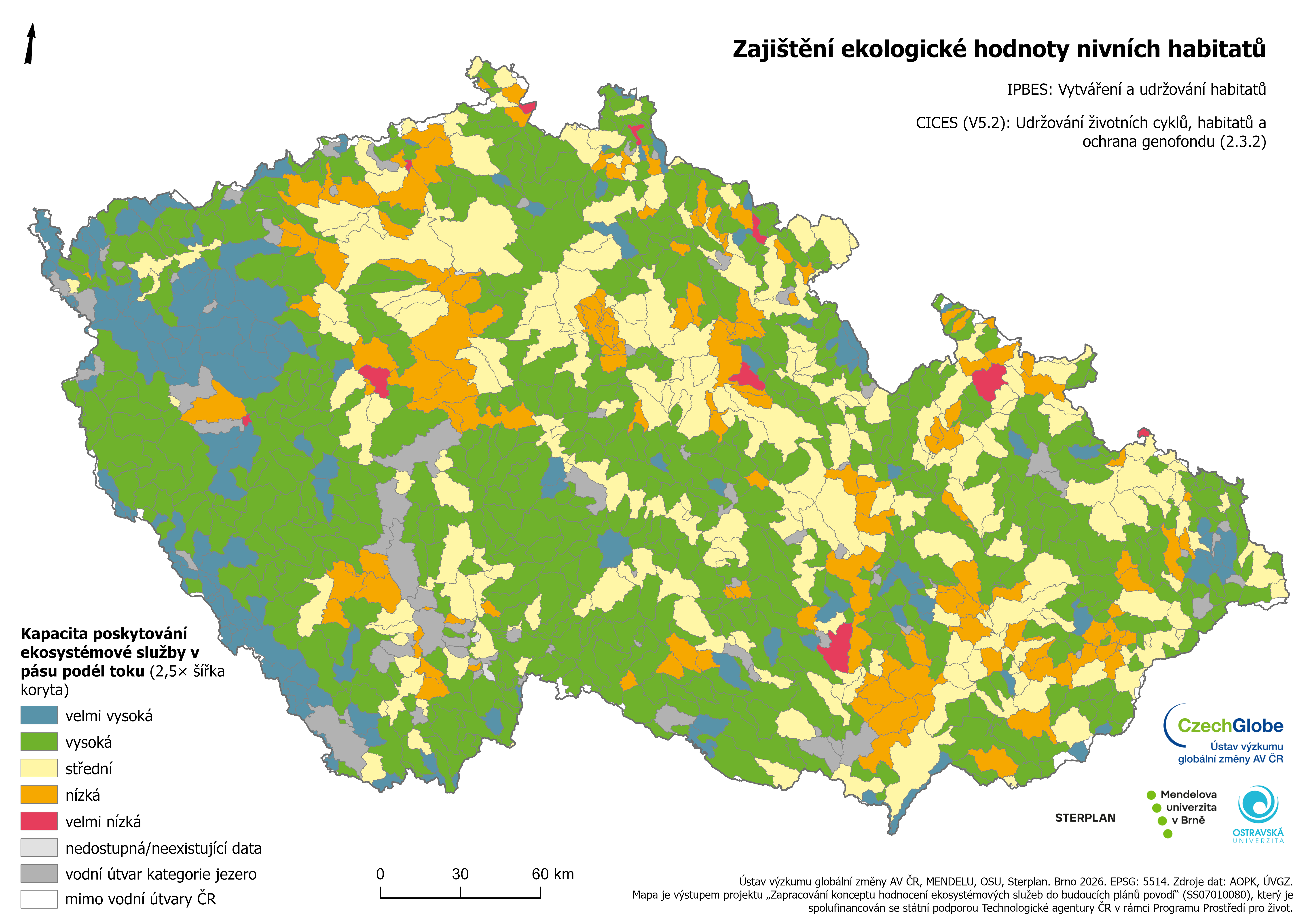 12b - Ekologická hodnota habitatů v pásu podél toku